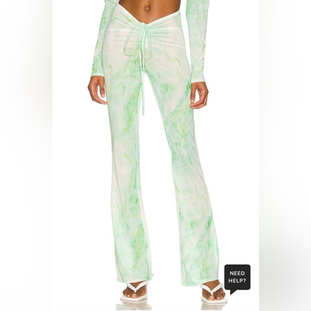 NWT Good American Sz 3X Mesh Ruched V Boot Pant in Green Marble